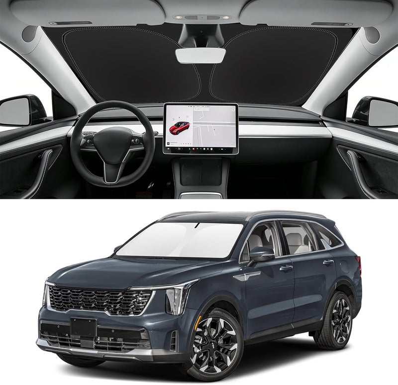 SLOGENTO Custom Fit Windshield Sun Shade for KIA Sorento 2021-2026, Blocks UV & Heat, Front Window Sunshade, Easy Fold & Store - Image 1